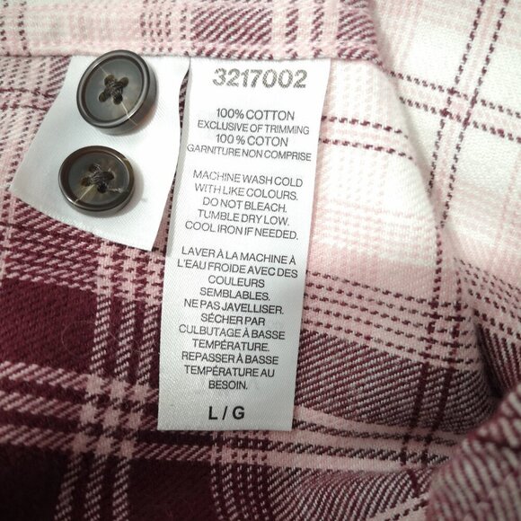Tilley Ladies Size Large Burgundy Plaid Button Front Shirt - Picture 4 of 10